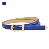 เข็มขัดผู้หญิง เข็มขัด ผู้หญิง เข็มขัด New Fashion and Easy Collocation Pattern PU Leather and Metal Belt for Woman and Girls - Blue