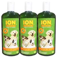 ION 100% Natural Anti Tick and Flea Herbal Dog Shampoo 500ml (3 bottles) ไออ้อน แชมพูสมุนไพร ขจัดเห็บหมัด สำหรับสุนัข ขนสั้น ปลอดภัย จากธรรมชาติ 100% ขนาด 500ml (3 ขวด