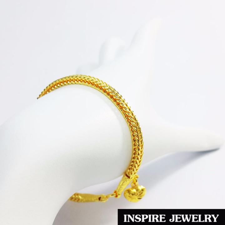inspire-jewelry-สร้อยข้อมือทองลายสี่เสา-น้ำหนัก-10กรัม-งานทองไมครอน-ชุบเศษทองคำแท้