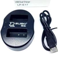 แท่นชาร์จแบตกล้องแบบคู่ USB Dual Battery Charger LP-E17 for Canon EOS Rebel T6i 750D T6s 760D M3 T6s 8000D Kiss X8i