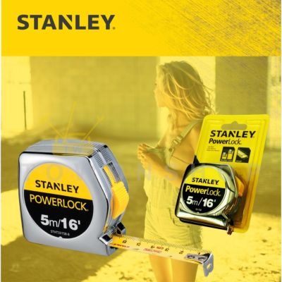 STANLEY ตลับเมตร สเตนเล่ย์ 5 เมตร / 16 ฟุต รุ่น Powerlock 33-158 (ของแท้ 100%)