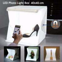 LED Light Room กล่องถ่ายภาพ 40x40 cm พร้อมฉากหลังสีดำ, ขาว