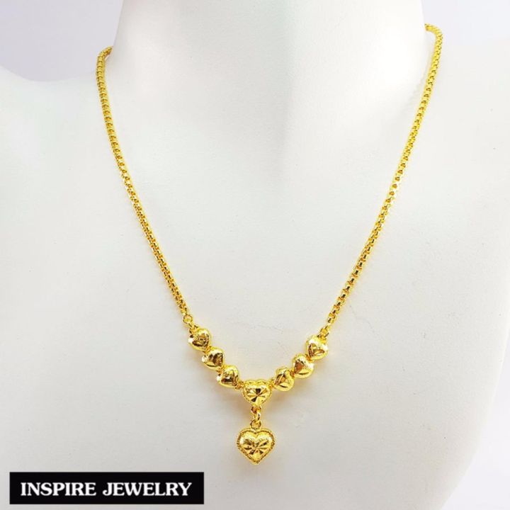 inspire-jewelry-ชุดเซ็ท-สร้อยคอทอง-สร้อยข้อมือทอง-ลายเลสหรูและข้อป้อง-หุ้มทองแท้-100-24-นิ้ว-พร้อมกล่องทอง