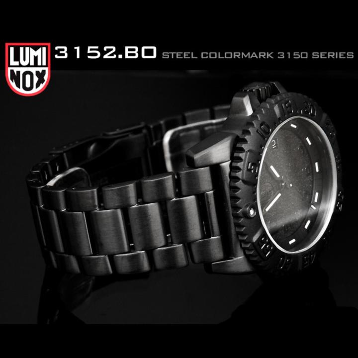 luminox-รับประกันศูนย์2ปี-navy-seal-steel-colormark-3150-series-xs-3152-bo-stainless-steel-blackpvd-black-out