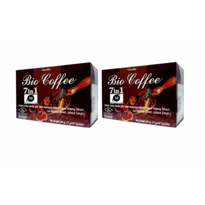 giffarine-bio-coffee-7-in-1-กาแฟเห็ดหลินจือสกัด-โสมสกัด-หล่อฮังก้วยสกัด-เข้มข้น-20-ซอง-2-กล่อง