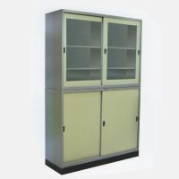 Raminthra Furniture Cabinet ตู้เอกสารเหล็กบานเลื่อน2ชั้นบน+ล่าง ขนาด90ซม.รุ่น RF-3 (สีเทา/ครีม)