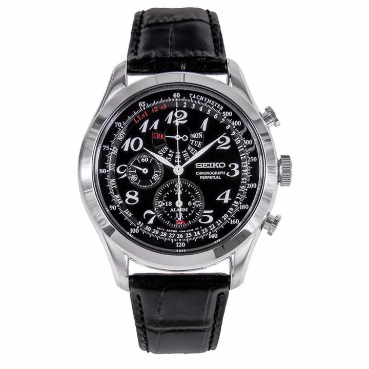 seiko-นาฬิกาผู้ชาย-perpetual-quartz-chronograph-retrograde-รุ่น-spc133p1-black