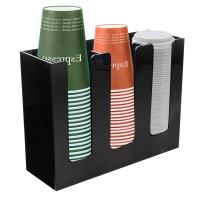 กล่องอะคริลิค 3 ช่อง สำหรับวางแก้ว ชา กาแฟ เครื่องดืม - 3-Columns Acrylic Coffee Tea Paper Plastic Cup Holder Organizer (3 (Black)