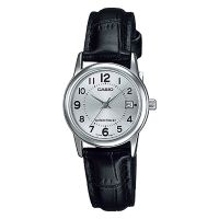 นาฬิกา รุ่น Casio นาฬิกาข้อมือผู้หญิง สายหนัง สีดำ รุ่น LTP-V002L-7B ( Silver/Black ) นาฬิกาข้อมือ