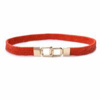 เข็มขัดผู้หญิง เข็มขัด ผู้หญิง เข็มขัด New Fashion and Easy Collocation Pattern PU Leather and Metal Belt for Woman and Girls - Orange