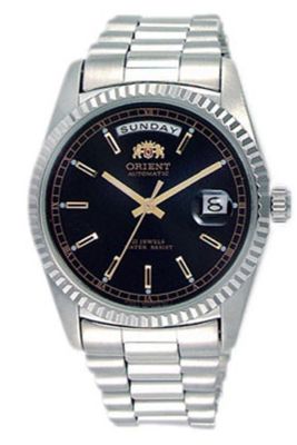 ORIENT ขอบหยัก Automatic นาฬิกาข้อมมือชาย สายสแตนเลส รุ่น FEV03001DY - สีเงิน/สีดำ