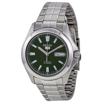 SEIKO 5 Automatic Mens Watch สีเงิน/สีเขียว สายสแตนเลส รุ่น SNKL05K1
