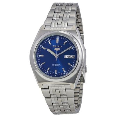 SEIKO 5 Automatic Mens Watch สีเงิน/สีฟ้า สายสแตนเลส รุ่น SNK647K1