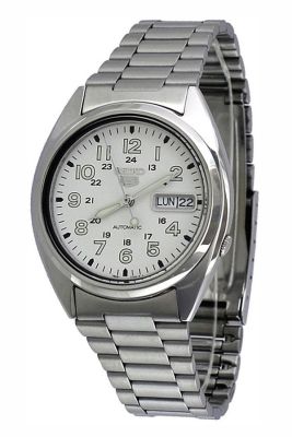 SEIKO 5 Automatic Mens Watch รุ่น SNX801K1 - สีเงิน/สีขาว
