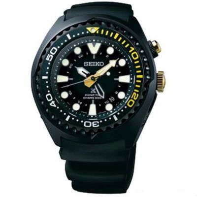 SEIKO PROSPEX KINETIC GMT Divers สายยาง สีดำ/สีทอง รุ่น SUN045P1