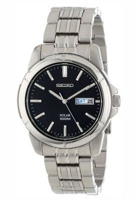 SEIKO Solar นาฬิกาข้อมือผู้ชาย สายสแตนเลส รุ่น SNE093P1 - สีเงิน/สีดำ