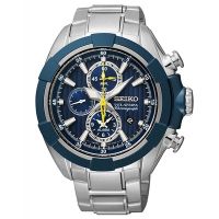 SEIKO Velatura Alarm Chronograph นาฬิกาข้อมือผู้ชาย สายสเตนเลส รุ่น SNAF41P1 - Silver/Blue