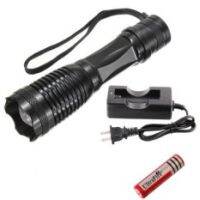 Ultrafire ไฟฉาย LED  รุ่น E6 12W 1800Lm CREE XM-L-U3 LED Zoom + ที่ชาร์จตถ่าน + ถ่านชาร์จ