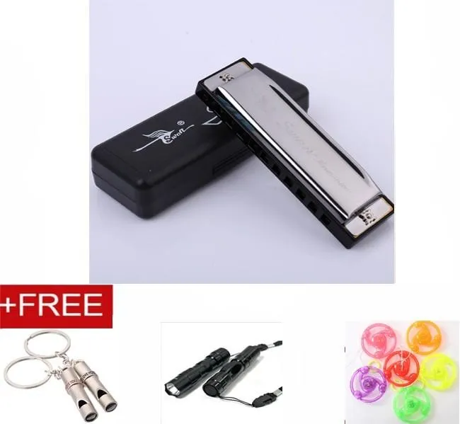 Kèn harmonica Swan cao cấp có kèm hộp nhựa MH shop 22 + Tặng con quay rút dây có đèn Led cho bé